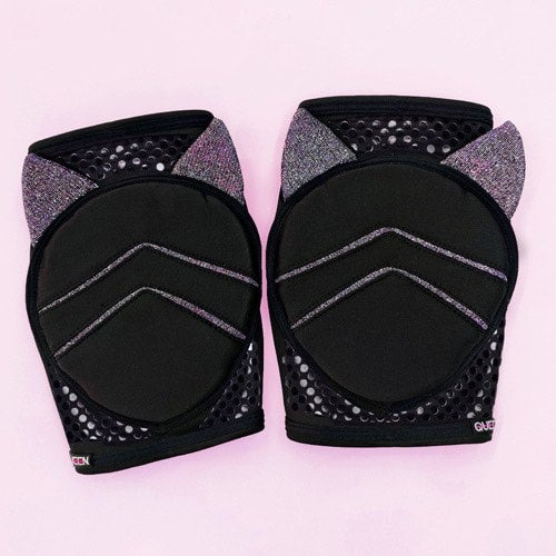 ポールダンスニーパッド グリップ付き ムーンキャット ブラック サイズ M グリップ付き】Queen Accessories ポールダンス用ニーパッド 猫